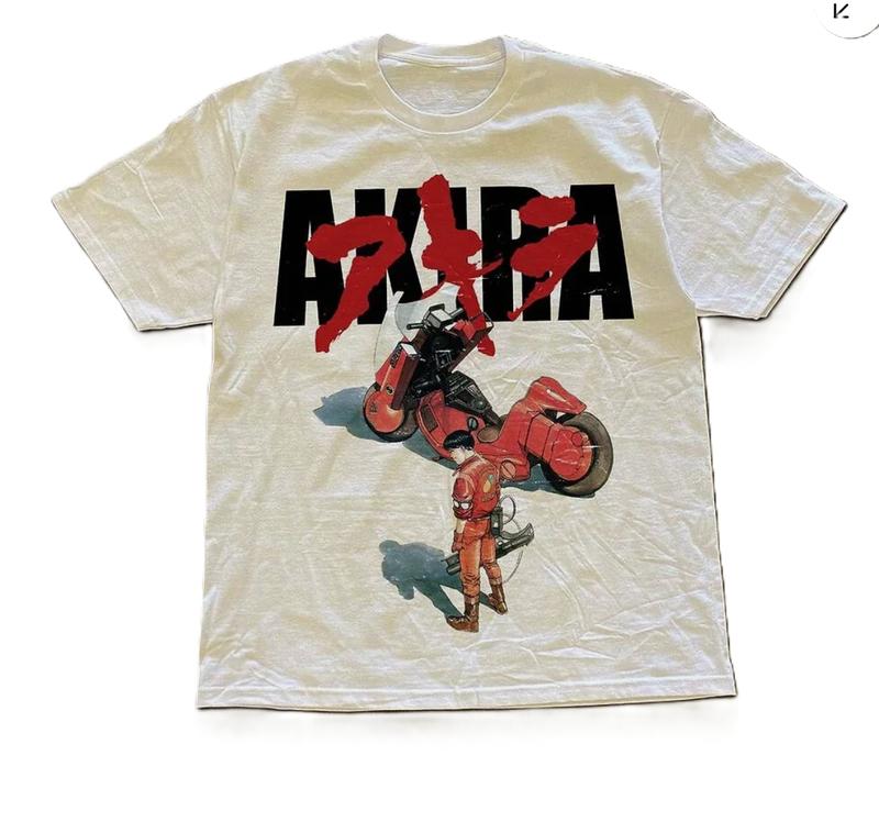 Akira Anime Graphic White Shirt Unisex Men Women Menswear Top Underwear Human Tshirt Streetwear Round Neck Crewneck Tropical Casual Shortsleeve Lawn