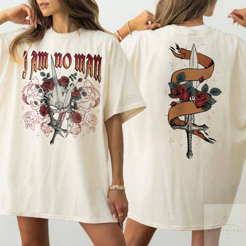 I Am No Man 2 Side T-Shirt, LOTR Shirt, Fantasy Reader T-Shirt, Eowyn Shirt, Book Quote Shirt, I Am No Man Tee, Girl Power Shirt