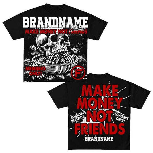 Y2K Graphic Make Money Not Friends Personalize Printed Tshirt Casual Cotton