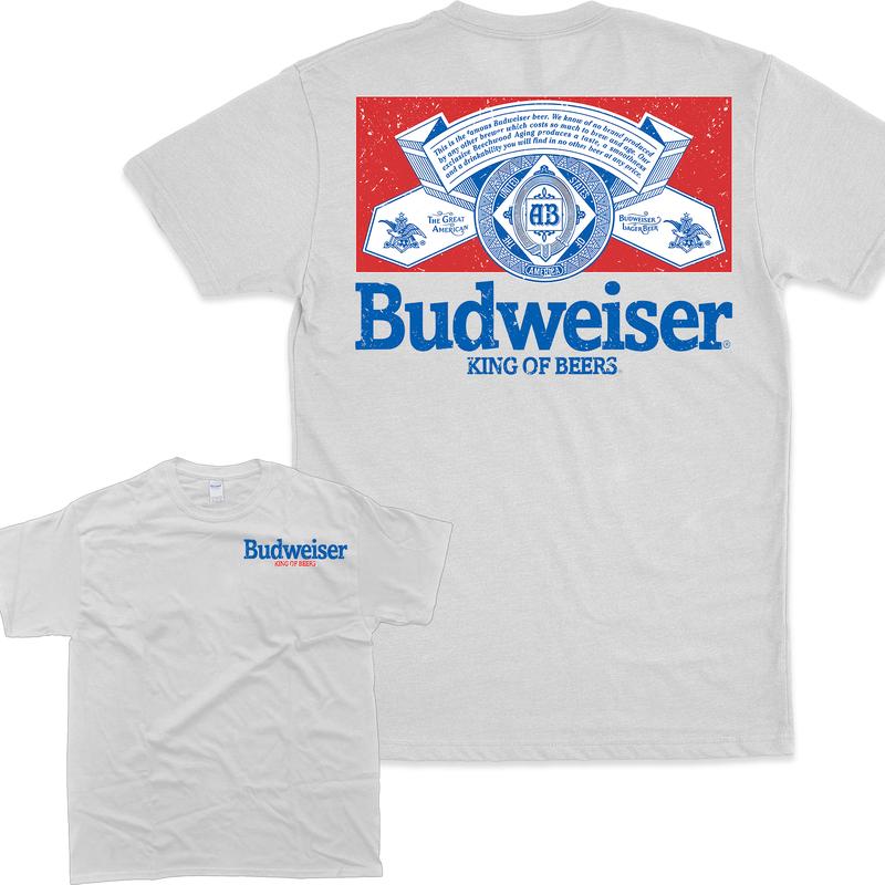 Budweiser Distressed Front and Back Print T-Shirt