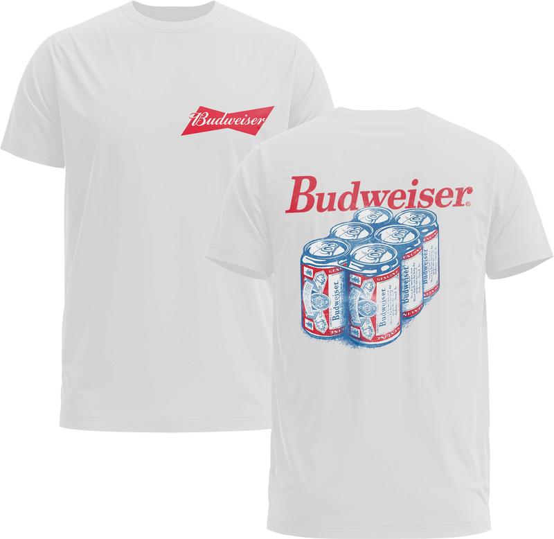 Budweiser Beer Retro 2-Sided Tee - Beer Unisex Tee - Gildan 5000 Graphic Shirt, Heavy Cotton, Full Sizing & Colors Tops, Ideal For Beer Menswear Man