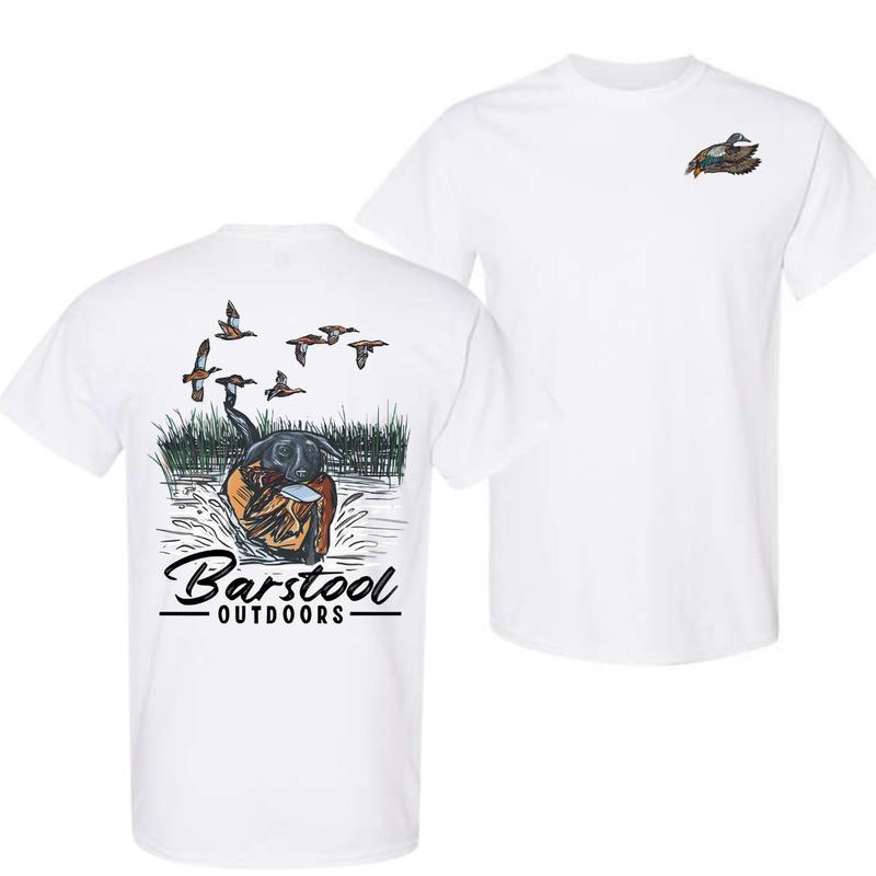 Unisex Menswear Barstool Outdoors Duck Hunt Ii T-Shirt - 2 Side Tshirt for Men for Women in Summer, Trendy Shirt, Unisex T-Shirt, Full Size, Full Colo