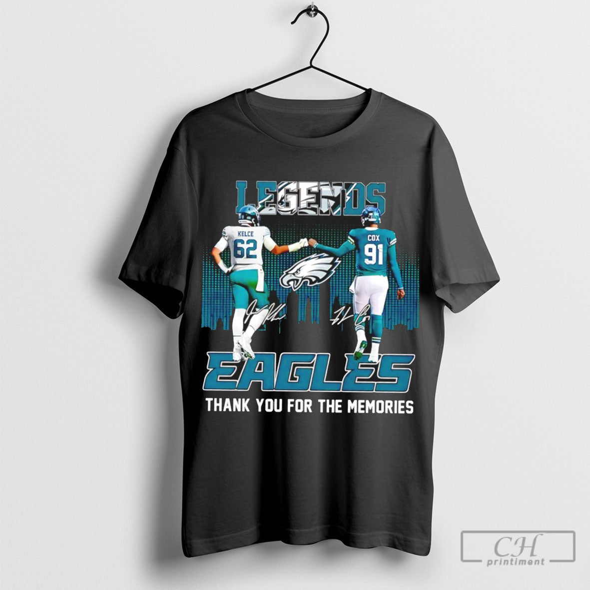 Philadelphia Eagles Legends Travis Kelce And Cox Thank You For The Memories Signatures Shirt