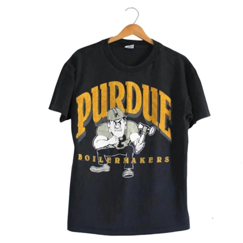 Unisex Vintage Purdue Boilermakers T-Shirt Cotton Fabric Menswear Top
