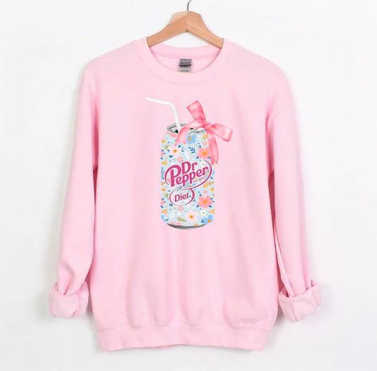 Blue Floral diet dr pepper Soda Can Sweatshirt, Diet Dr Pepper Shirt,  Coquette Soda Sweatshirt, Coquette Bow Sweater, Popular Coquette Sweatshirt, Co