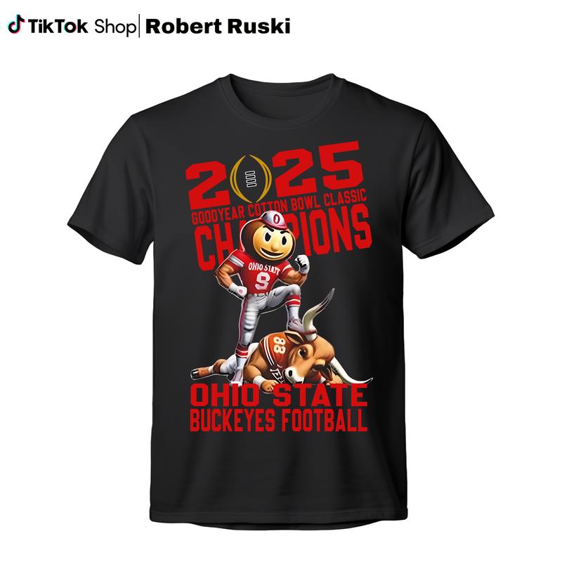 Ohio Defeat Texas Mascot Goodyear Cotton Bowl Classic Champions Bowl Games Season 2024-2025 Shirts, Shirt For Buckeye Fan