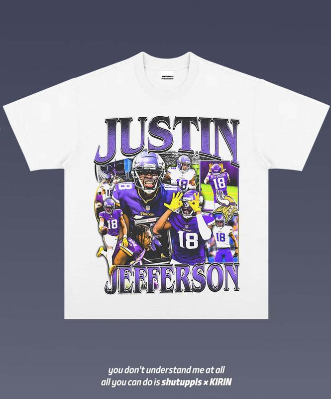 JUSTIN JEFFERSON 1.4 VINTAGE TEE  AMERICAN FOOTBALL  GIFT FOR FAN