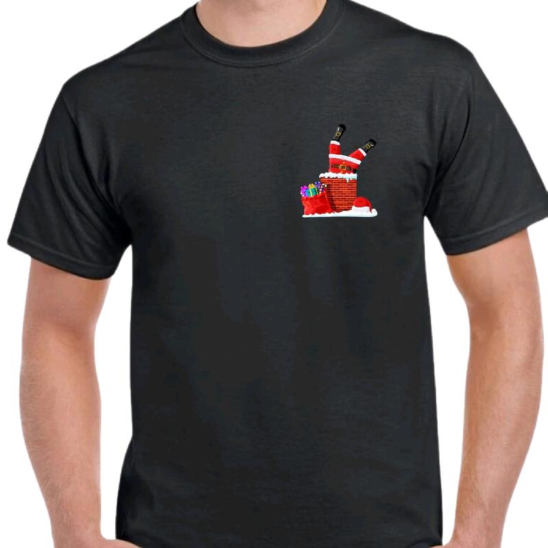 This Santa loves going down t-shirt. Men's funny Christmas tee meme christmas unisex Cotton Menswear Top Tshirt Casual