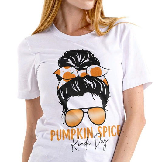Pumpkin Spice Kinda Day Women's T-Shirt for Casual Style - Top, Womenswear Everyday Clothing Comfortable, Crewneck