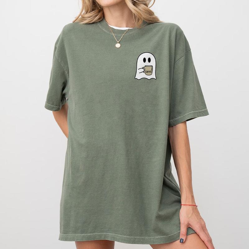 Spooky Coffee T-shirt, Cute Spooky T-shirt, Womens Ghost Shirts, Spooky Season Tee, Ghost Halloween Shirt, Fall Coffee Lover Shirt, Halloween Party Sh