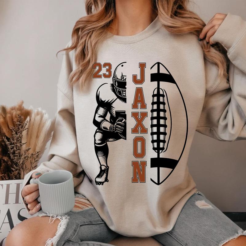 Custom Name And Number Football Sweatshirt, Football Mom Shirt, Personalized Football Mom, Game Day Shirt, Football Season, Gift For Player Shirt, Ful