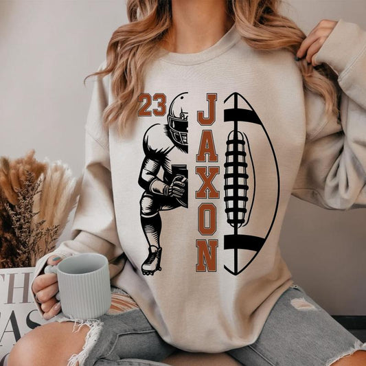 Custom Name And Number Football Sweatshirt, Football Mom Shirt, Personalized Football Mom, Game Day Shirt, Football Season, Gift For Player Shirt, Ful