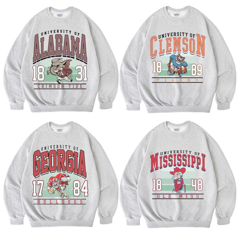 Retro NCAA All University Football Sweatshirt, Sport Crewneck for Mens, for Womens, Ash Color Fall Sweaters