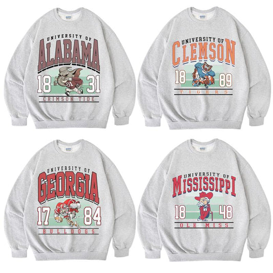 Retro NCAA All University Football Sweatshirt, Sport Crewneck for Mens, for Womens, Ash Color Fall Sweaters