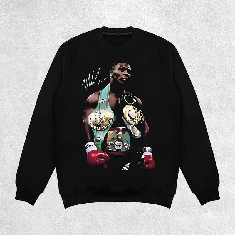 Mike Tyson T-Shirt, 90s Vintage Boxing Sport Legend Unisex Graphic Tee, Vintage Streetwear, Autographed T-Shirt Crewneck Clothing Cotton Menswear