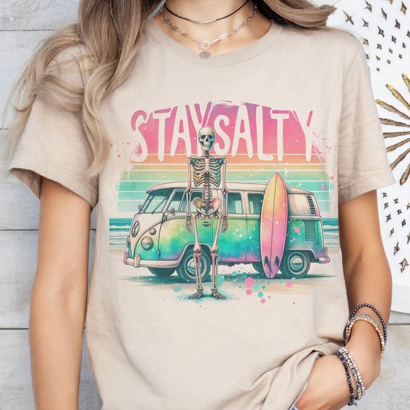 Skeleton Summer Tees Skeleton Vacation Beach T-Shirts Cruise Ship Tshirts Cruise Vacation Tops Womens Skeleton Tropical T-Shirts Fun Summer Cruise Top