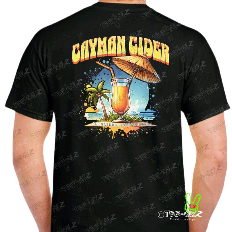Cayman Cider Men's funny T-shirt Menswear humor Crewneck Casual Cotton