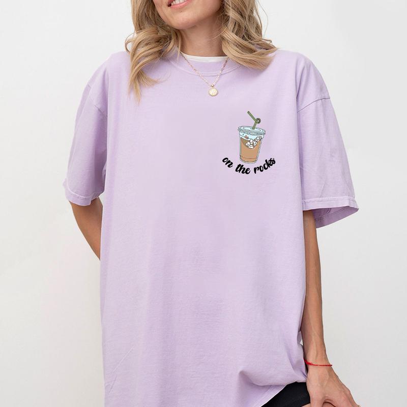 On The Rocks Iced Coffee Shirt, Coffee Graphic Tee, Coffee Lover Shirt, Gift for Her, Coffee Lover Gift, Comfort Shirt for Women, Birthday Gift for He