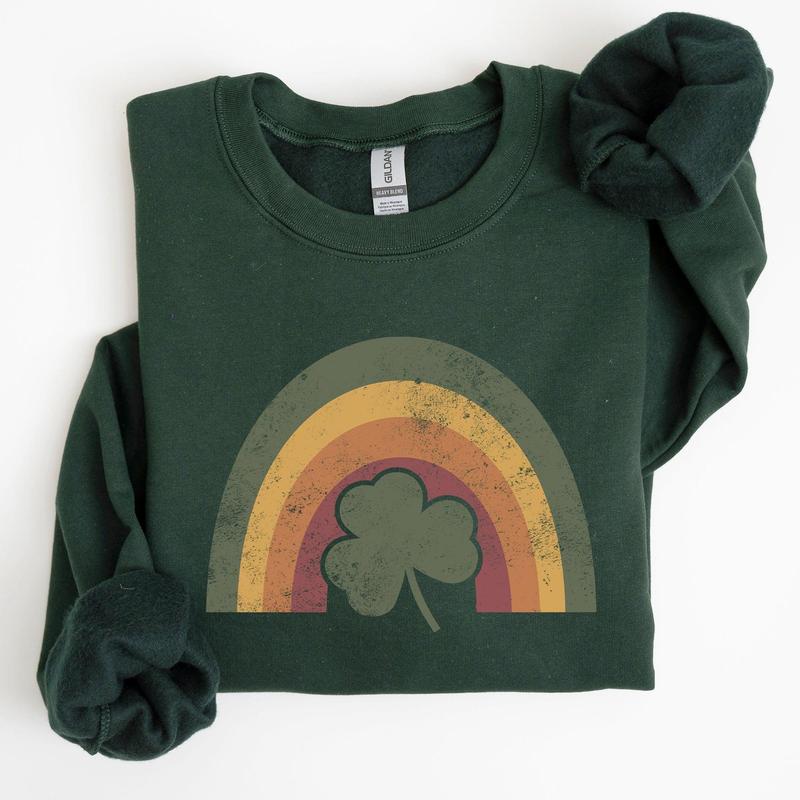 Vintage, Retro, St Patrick's Rainbow, Lucky, St Patrick's Day, Irish Sweatshirt, Women's Crew Neck, Crewneck
