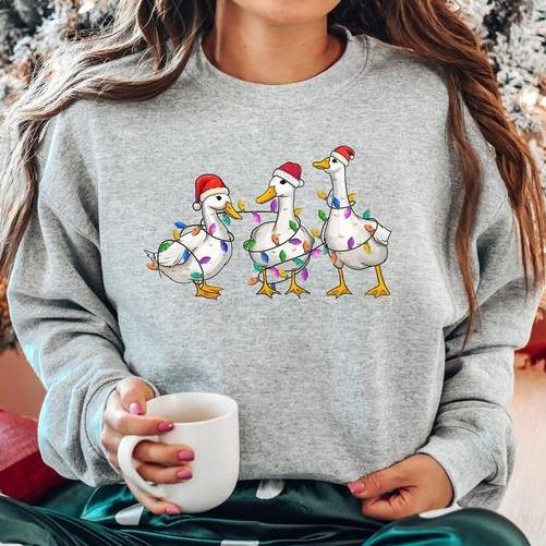 Silly Goose Christmas Sweatshirt, Silly Goose University Christmas Sweater, Thanksgiving 2024 Shirt, Funny Christmas Duck Shirt, Christmas Lights, Chr