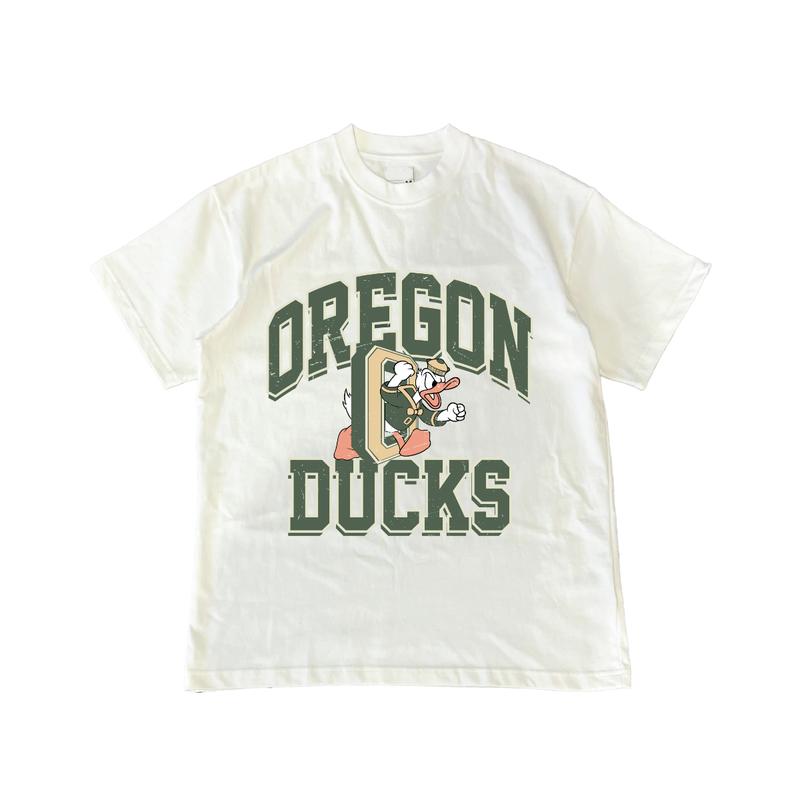 Vintage NCAA Oregon Ducks Logo T-Shirt Cotton Short-sleeve Retro Streetwear Tshirt Menswear Top
