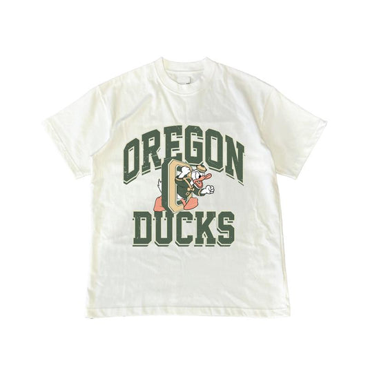 Vintage NCAA Oregon Ducks Logo T-Shirt Cotton Short-sleeve Retro Streetwear Tshirt Menswear Top