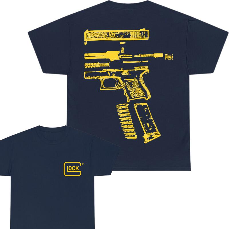 Glock Double Sided Tshirt , GLock Tee , Design Colo Yellow - Full Color , Men's Top , Menswear , For Her ,For Him Classic Cotton