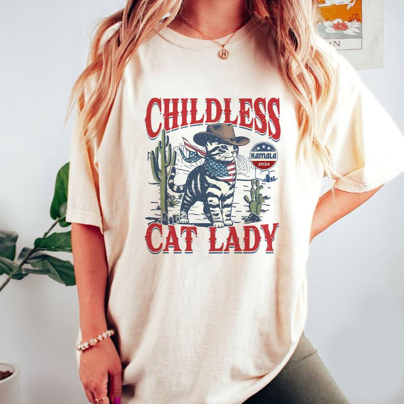 Cat Ladies For Kamala Shirt, Kamala Harris 2024 President Shirt, Cat Mom SweatShirt, Kamala Rally T Shirt
