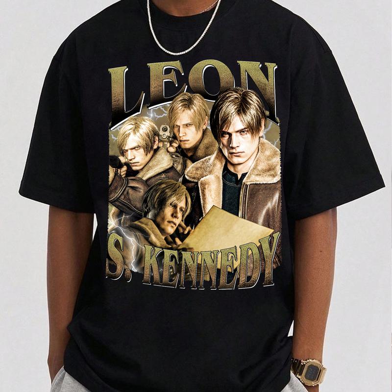 Leon Scott Kennedy Vintage T-Shirt, Leon S.Kennedy Resident Evil Shirt, Gift For Gaming Lovers Casual Clothing Fabric Menswear Sweatshirts