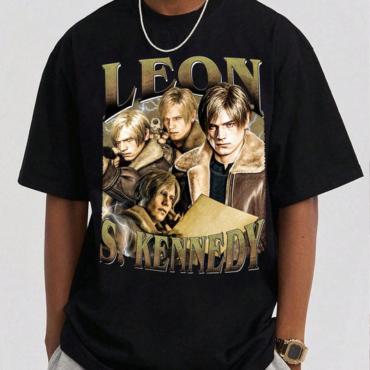 Leon Scott Kennedy Vintage T-Shirt, Leon S.Kennedy Resident Evil Shirt, Gift For Gaming Lovers Casual Clothing Fabric Menswear Sweatshirts