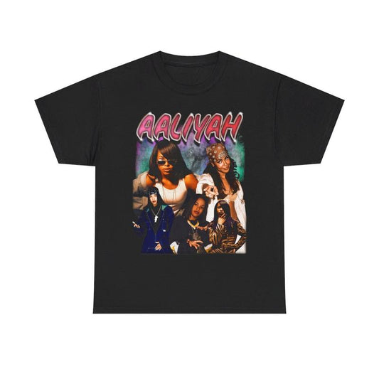 Aaliyah 90s T-Shirt Rap Tee RNB Concert Merch Rare Hip Hop Graphic 70s Print Cotton Casual Menswear Top Classic Smooth Underwear Tshirt Man Streetwear