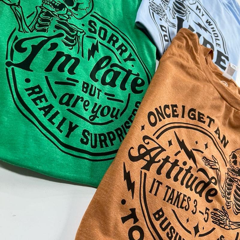 Sarcastic Skull Tshirts Funny Attitude Rocker Tees Rough Week and Bail Money Tshirt Cornbread Ain't Done In The Middle T-shirt Sorry I'm Late Top Humo