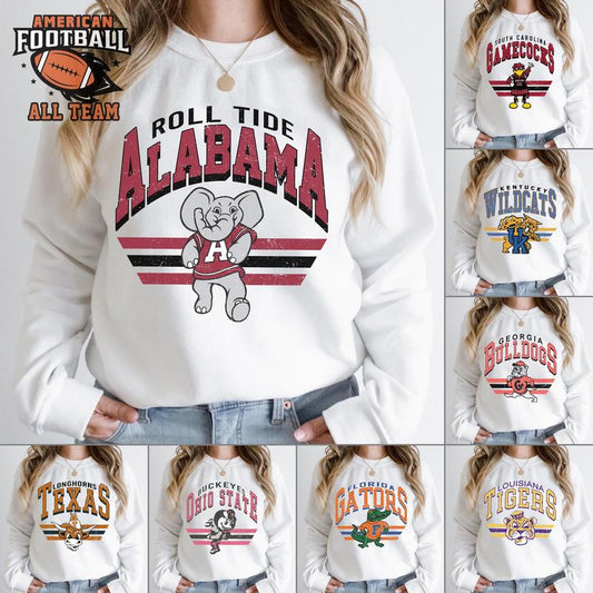 All Team Vintage Football NCAA Sweatshirt White, Vintage Sweatshirt NCAA, Classic Sport Sweatshirt, Gifts For Football Fan Sport