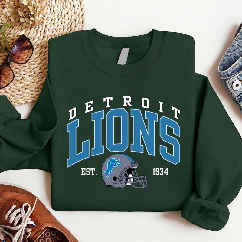 Detroit Football Sweatshirt, Detroit Football Fan Sweatshirt, Game Day Sweatshirt, Football Crewneck, Gift For Fan Fabric Loose Clothing Unisex