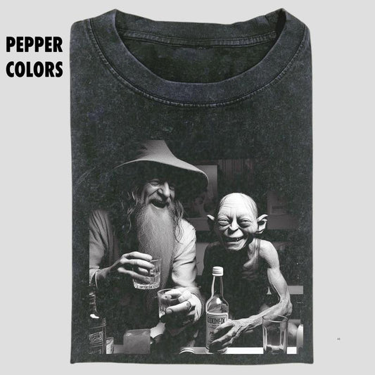 Retro Lord Of The Rings Tee, Gollum And Gandalf Party Hard Shirt, Movie Shirt, Funny tshirt, meme shirts, Unisex T-Shirt, Unisex Movie Gift For Men Wo