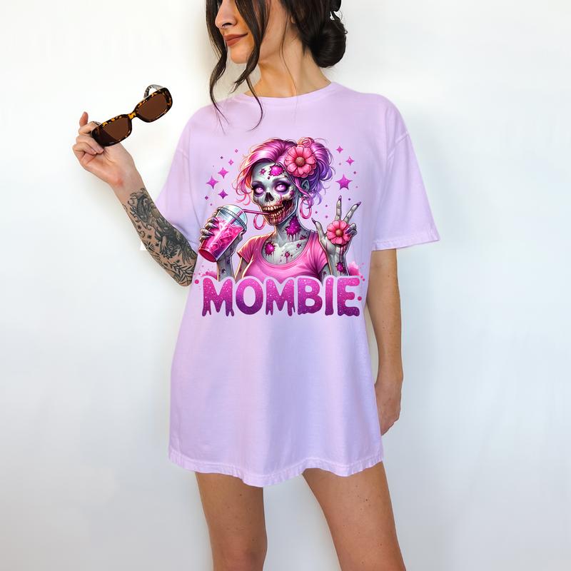 Mombie - T-Shirt, Momster Skeleton, Bright Graphic, Funny Apparel, Snarky, Gift Idea, Relaxed Fit, Casual Apparel, Cute Top, Great with Jeans, All Sea