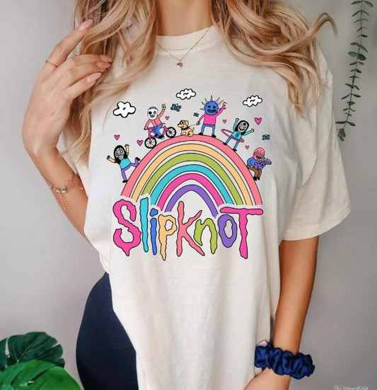 Vintage Rainbow the Slipknot Band Shirt, Slipknot 90s Records Rock Casual Cotton