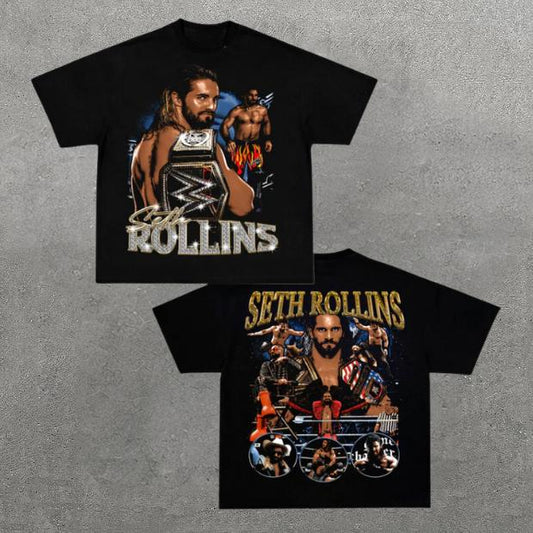 VINTAGE TEE  SETH ROLLINS, Double Sided Prints Vintage T-Shirt, Wrestler Shirt, WWE Shirt, Y2k Shirt, Vintage Graphic Tee, Unisex T-Shirt, Gift For Hi