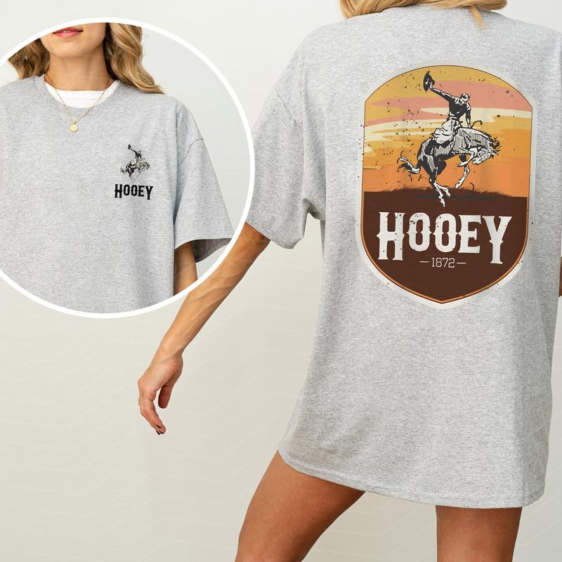 Hooey Men's Cheyenne 2-Sided Printed Graphic Shirt, Vintage Western Rodeo Hooey T-Shirt, Wild West Cowboy Top for Men, Cotton Fabric Casual Womenswear