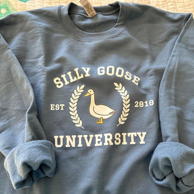 Silly Goose University Crewneck Sweatshirt, Unisex Silly Goose University Shirt, Funny Men's Sweatshirt, Funny Gift for Guys, Funny Goose Tshirt