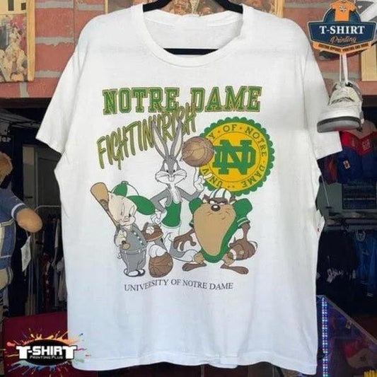 Vintage NCAA Notre Dame Looney Tunes T-Shirt, Notre Dame Fighting Irish Shirt Size S-4XL