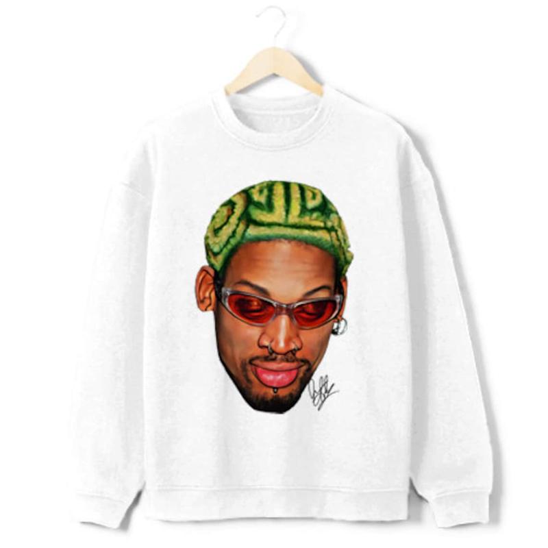 Dennis Rodman Zig Zag Green Hair Rodzilla 90's Vintage Design T-Shirt, Dennis the Menace Sweatshirt, The Worm, Music Lover Hoodie, Hip Hop Sweater, Ra