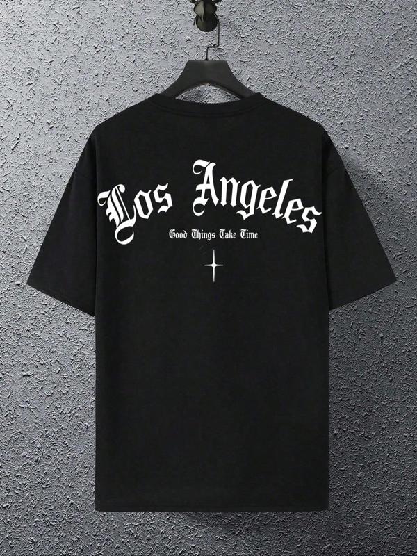 Men's Letter Graphic Print Round Neck Tee, Regular Fit Casual Short Sleeve T-shirt, Streetwear, Graphic Tees, Men's Summer Clothes Top for Daily Wear