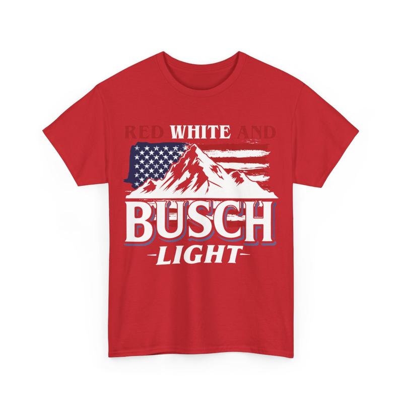 Red White and Busch Light Heavy Cotton Tee
