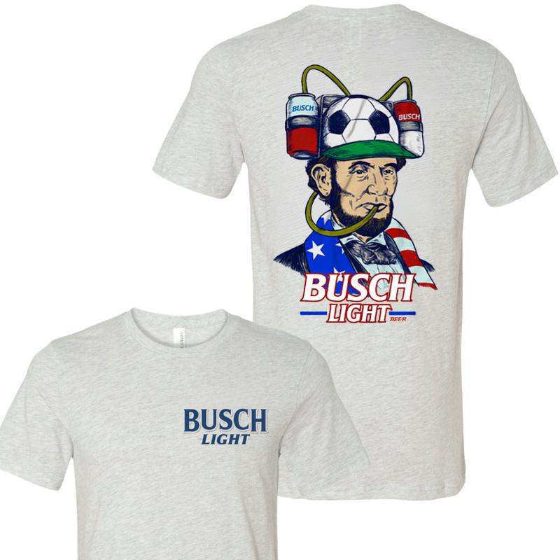 BUSCH LIGHT, BEER, Lincoln Busch Light  2-sided Shirt, Joe Dirt Merica July 4th Shirt, Independence Day, Casual Graphic Round Neck T-shirt for Summer,