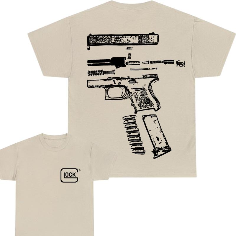 IN GLOCK WE TRUST 2 side T-shirt,Design Black- White, T-shirt For Men, GIft For Men,Full color, Menswear Top,In Glock Cotton Classic