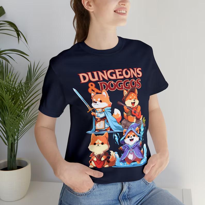 Dungeons and Dragons Shirt, DND & Doggos DND Dog T-Shirt ,Cute Doggo Tshirt, Shiba Inu Paladin Corgi Wizard, Tabletop RPG Hoodie, Dragons Gamer Shirt,