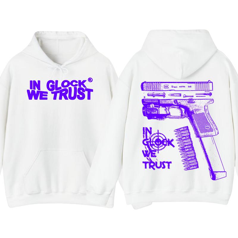 IN GLOCK WE TRUST LIMITED EDITON  HOODIE -Full color - Classic Menswear   - Glock shirt - For her - for him -Glock Hoodie