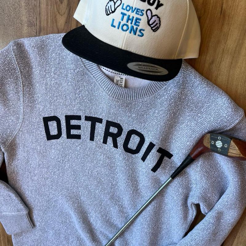 Men's Detroit Cozy Sweater crewneck Sweatshirt Menswear, Classic Cotton Texture groutfit outfits graphic hoodies