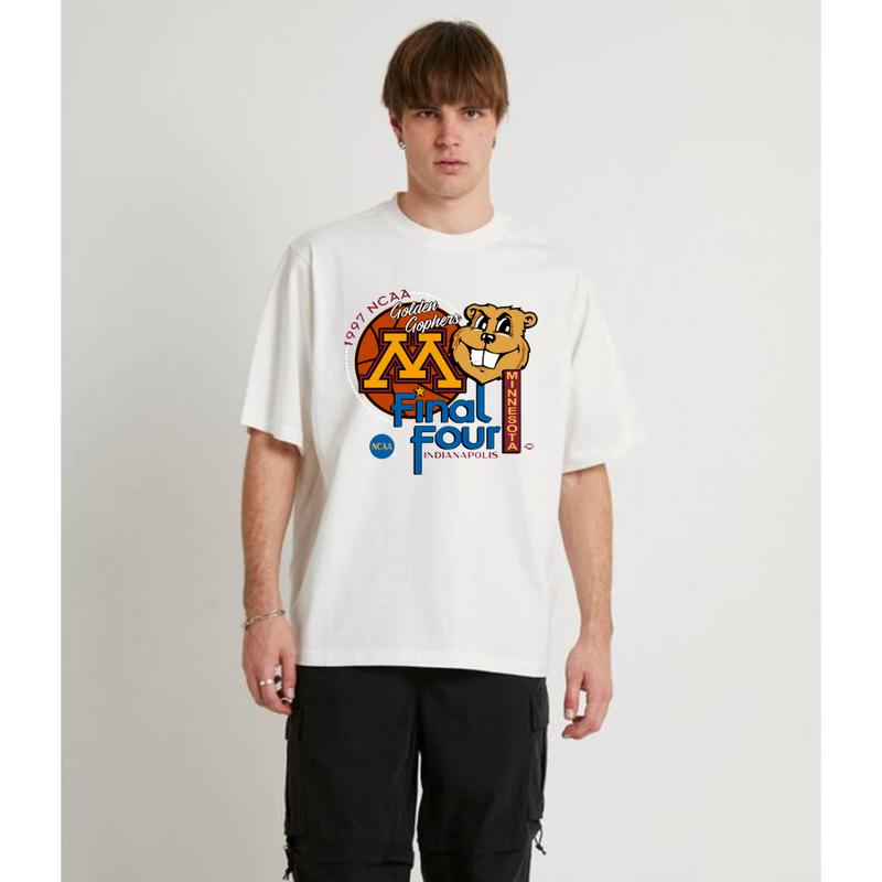 NCAA Final Four Indianapolis Minnesota T-shirt Basketball Top Menswear Fitted Medium Short Sleeve Street Style Tee Underwear Streetwear 90s vintage